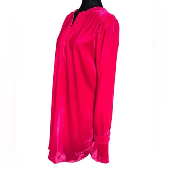 Uncle Frank Pink Velvet Dress Size Medium Fuchsia Bishop Sleeve Mini Shift - Picture 4 of 9
